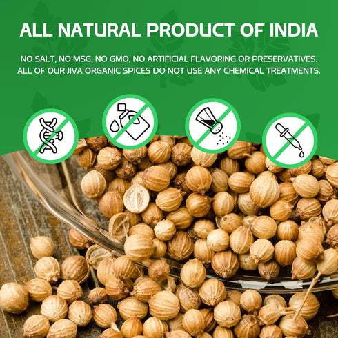 Jiva USDA Organic Coriander Seeds Whole, 7 Ounce