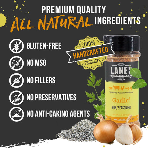 4 Oz, Lane's Garlic Seasoning Blend, Garlic and Herb Seasoning with Salt, Onion, Black Pepper, & Turmeric. All Purpose