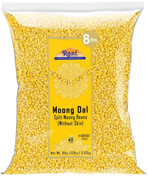 Rani Moong Dal (Split Mung Beans Without Skin) Lentils Indian 128oz (8lbs)