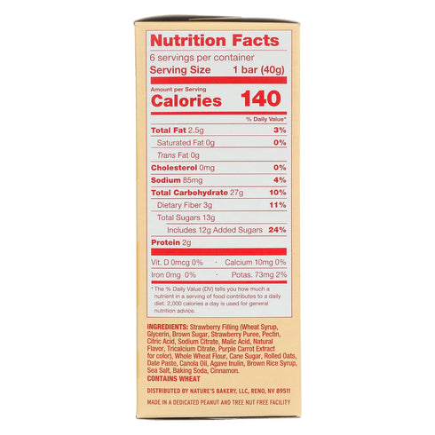 6 Counts, 8.46 (Pack 6) Nature's Bakery Strawberry Oatmeal Crumble Bars, Vegan, Non GMO, Ounces