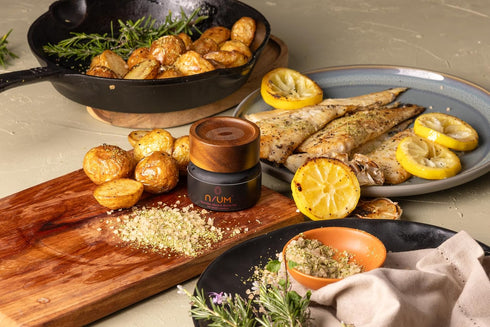 4.9oz N/UM Red Wine & African Mint Salt - Chef-crafted gourmet blend with rosemary & mint. Ideal for lamb, roasted