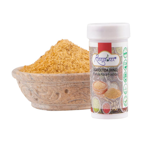Ramaroma Asafetida (Hing) Ground 0.35oz (10g) ~ All Natural | Salt Free | Vegan | Non-GMO | Asafoetida Indian Spice | Best for Onion Garlic Substitute