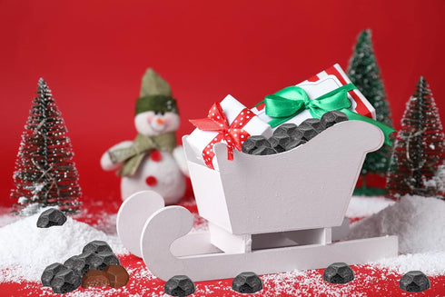 3.1oz Christmas Coal Milk Chocolate Snack in Mesh Bag Candy, Holiday Treats, Individually Wrapped, Kosher Certified
