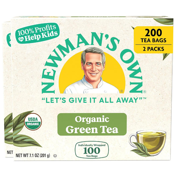Newman's Own Organic Green Tea with 100 Individually Wrapped Tea Bags Per