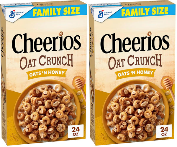 Cheerios Oat Crunch Oats 'N Honey Breakfast Cereal, Made with Whole Grain,