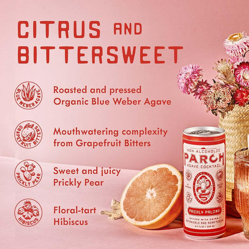 Pack, (8.4 oz 8 pack) PARCH Desert Margarita + Prickly Paloma Variety Ready to Drink Non Alcoholic Agave Cocktail