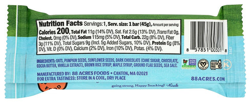 88 1.6 OZ ACRES Dark Chocolate Sea Salt Seed Bar