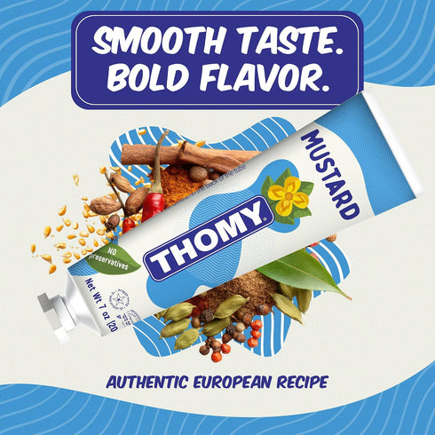 7oz 7oz (Pack 2) Thomy Mustard - German Mustard in Squeeze Tubes, Creamy Condiment for Sandwiches, Sausages, Pretzels