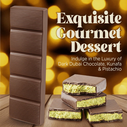 2.3 oz (65g) Ceres Gourmet Dubai Dark Chocolate Bar with Pistachio Cream and Kataifi, Gourmet Bitter Chocolate Candy