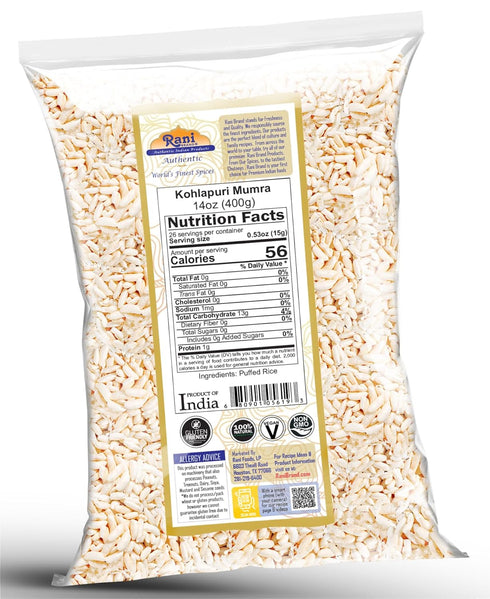 14oz (400g) Rani Kohlapuri Mumra (Puffed Rice) ~ All Natural | No Color | Gluten Friendly | Vegan | NON-GMO | No Salt