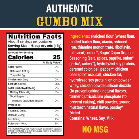 5 oz Pack 3, Ragin' Cajun Authentic Gumbo Mix - Box, of No MSG, Authentic Louisiana Creole Soup Base for Chicken
