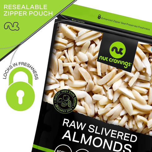 (80oz 5 LB) Packed NUT CRAVINGS - Raw Slivered Almonds, Unsalted, - Fresh in Resealable Bag - Nut Snack - Food