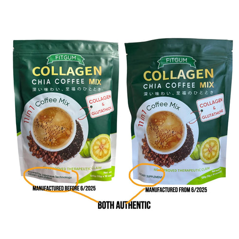 Beauty Milk 2 Packs 11 1 (10 Pack) FIT GUM Collagen Chia Coffee - in Coffee Mix Sachets per