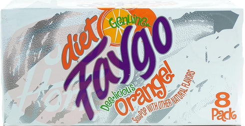 Faygo diet Orange! flavor soda pop, 12-fluid ounce cans, 8-pack fridge box