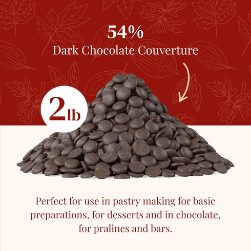 54.5%, 2 2 Cambie Dark Chocolate Couverture Pounds of Dark Chocolate Chips, European Style Couverture for Chocolatiers