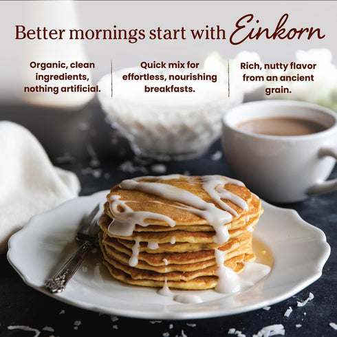 16 oz (Pack 2) Jovial Organic Einkorn Pancake & Waffle Mix - Pancake Mix, Premium Batter Flour for Waffle Maker, Fast