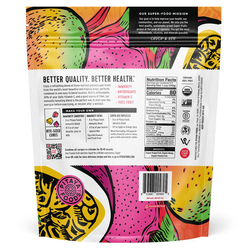Frozen Immunity Pre-Packaged Frozen 100% (32 oz Pitaya Foods - Organic Bite-Sized Pieces, Dragon Fruit, Passion Fruit