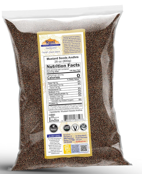 Rani Andra Mustard Seeds (Rai) Whole Spice, 28oz (800g), All Natural, Gluten Friendly, NON-GMO, Vegan