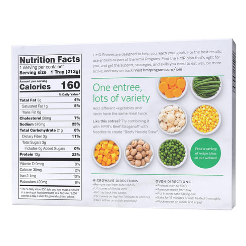 6-Pack 60 HMR Entrees Meals Vegetable Stew with Beef | Low Calorie Microwave Meals for Weight Loss | Ready to Eat