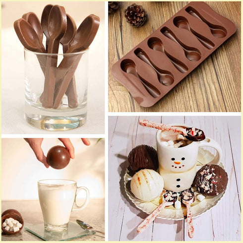Set Chocolate Spoon Silicone Molds for Chocolate & Peppermint Candy Perfect for Cocoa Bombs and Hot Chocolate Bombs