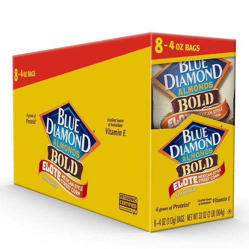 4oz. (Pack 8) Blue Diamond Almonds, BOLD Elote Flavored Snack Nuts, Shareable Size