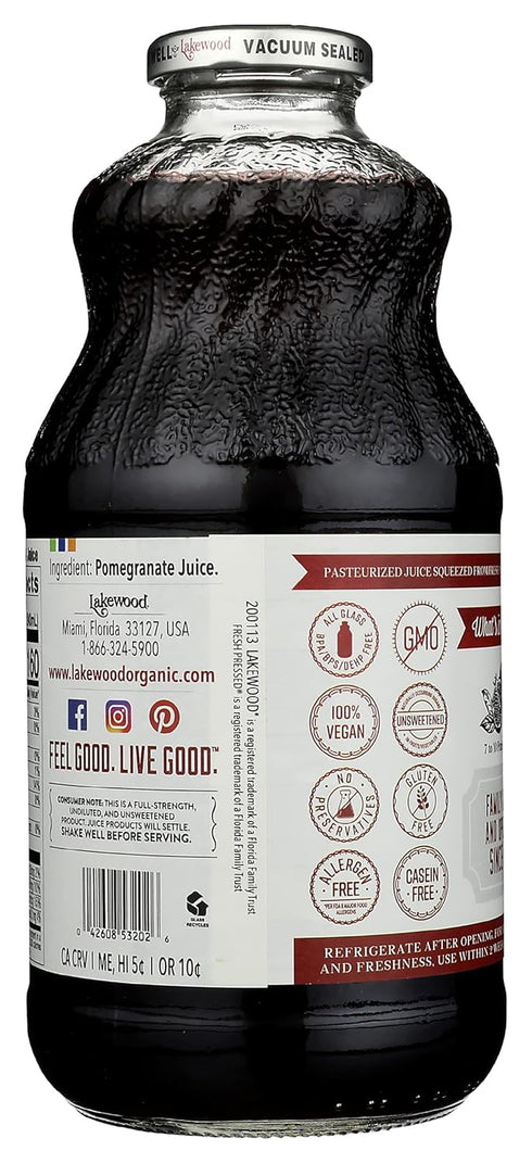 32 Oz Lakewood, Organic Pomegranate Juice, Fl