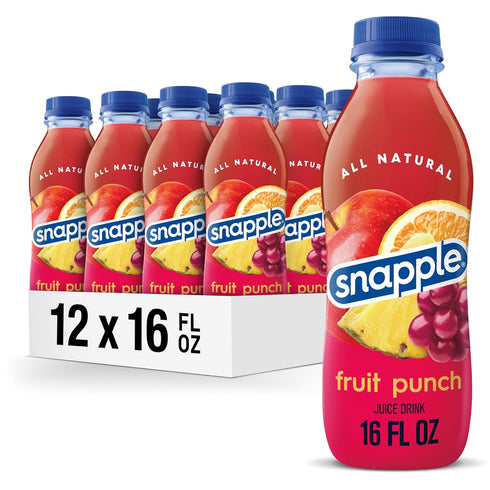 Snapple Fruit Punch Juice Drink, 16 fl oz recycled plastic bottle, Pack