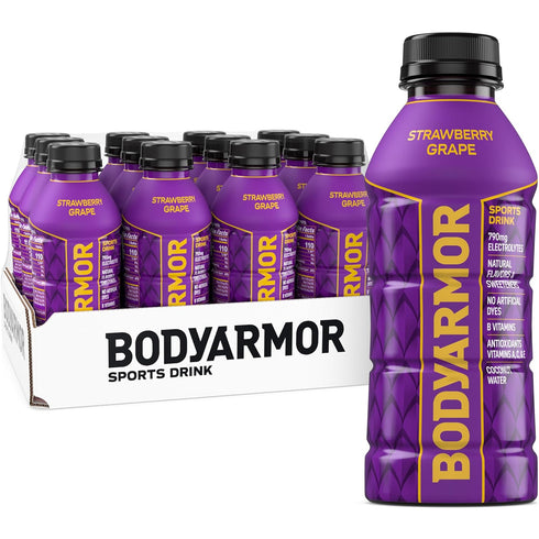 BODYARMOR Sports Drink, Strawberry Grape, Electrolyte Drink Hydration, 16 Fl Oz Bottles