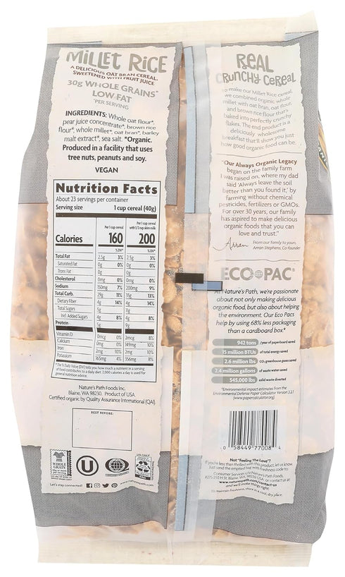 32 OZ Natures Path Cereal Flk Millet Rice