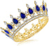 Rhinestone Cake Topper Crown - Fancy Party Cake Decoration for Princess and Prince (Gold-Blue)