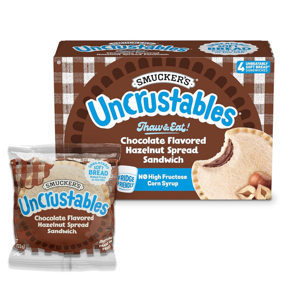 Smuckers Uncrustables Chocolate Flavored Hazelnut Spread Sandwiches, 15 Count, 1.8 Oz. Each,