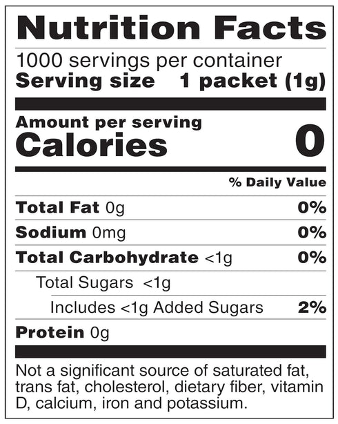Packet, 1000 count 2.2 (Pack 1) Amazon Brand - Happy Belly Zero Calorie Yellow Sucralose Sweetener Powder (Previously