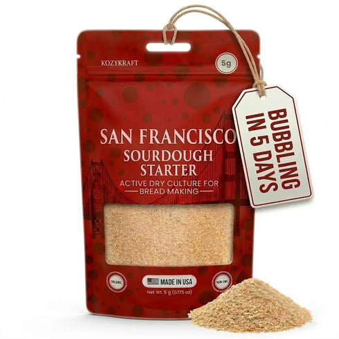 KozyKraft San Francisco-Style Dehydrated Sourdough Starter Culture, Dry Sourdough Starter Packet for