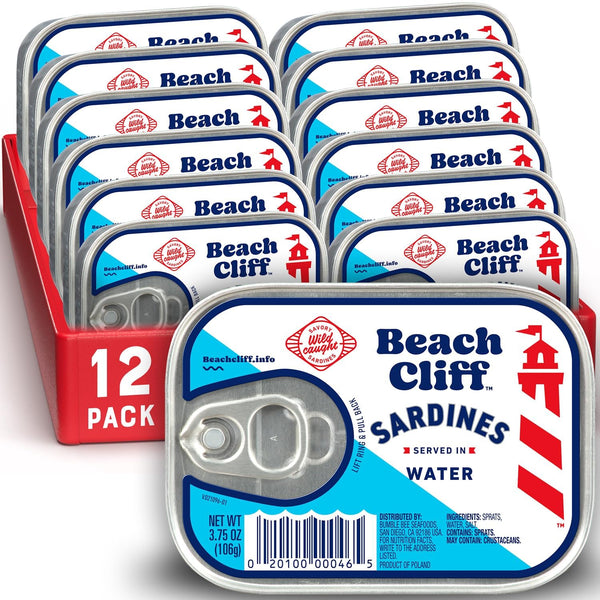 Beach Cliff Sardines in Water, 3.75 oz Can (Pack of 12) -