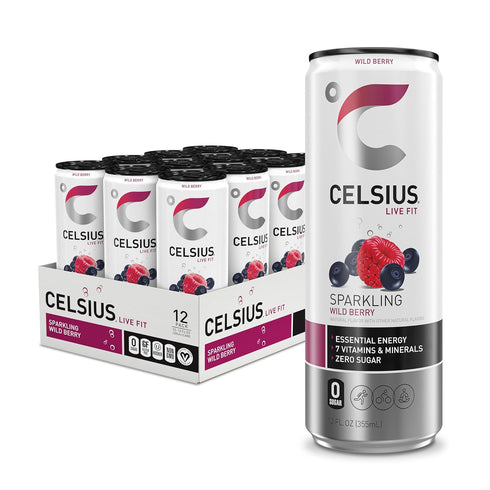 CELSIUS Sparkling Wild Berry, Sugar Free Energy Drink, 12 Fl Oz (Pack