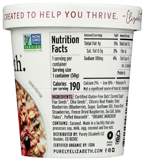 1.76 OZ Purely Elizabeth Oatmeal Cup Mx Brry Preb