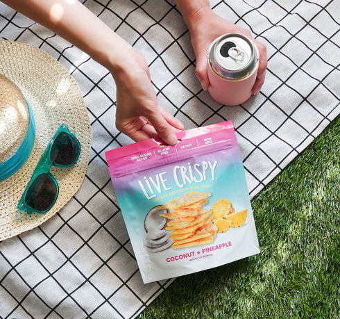 Live Crispy 4 Pack Crunchy Fruit Chips - No Sugar Added, Dried Fruit Snacks For Adults & Kids Lunch Box | Coconut