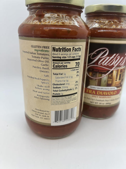 Patsy's 24 2 Count) Italian Restaurant Sauce, ouce jars, made with all-natural ingredients, Gluten Free, Family Recipe