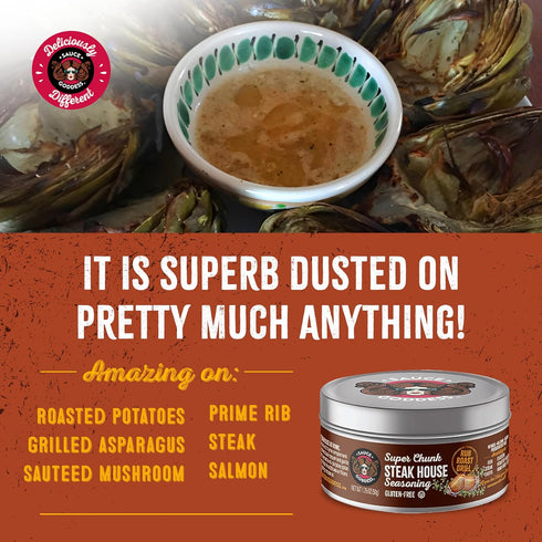 Sauce Goddess Super Chunk Steakhouse Spices - No Sugar, No Additives, Vegan Friendly, Gluten Free - 2 (1.75g) Tins