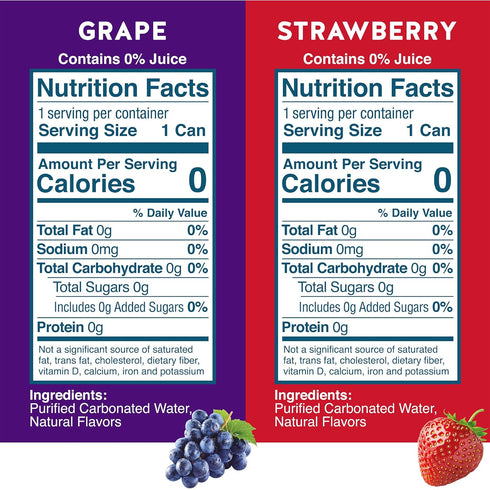 Pack, 12 Oz Pack 16, 8 8 Waterloo Sparkling Water Two-Flavor Fl Cans, of x Grape, x Strawberry | Zero Calories | Zero