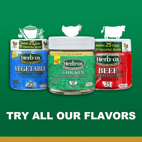 Herb-ox 25 3.25 oz (Pack 125) Beef Bouillon Cubes, Beef Stock Seasoning, Ct