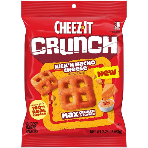 (6 Cheez-It Crunch Cheesy Baked Snacks, Lunch Snacks, Kick'n Nacho Cheese Pouches)