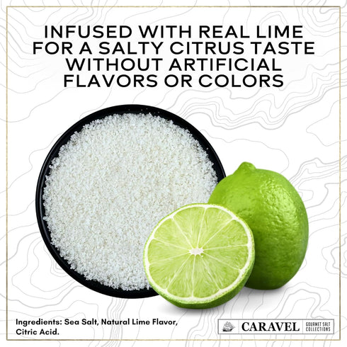 Rimming 5 oz Lime Salt for Seasoning, Grilling and Pure and Mineral-Rich Flavored Salt with Saltiness and Citrusy