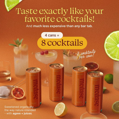(12oz 4 Pack) MEDASE Margarita "Hello Sunshine" Non-Alcoholic Mocktail Authentic Taste, Healthy and Organic Drink