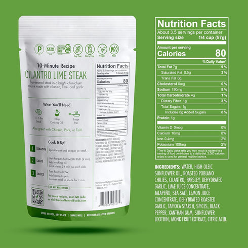 Kevin's Natural Foods Cilantro Lime Sauce - Keto and Paleo Simmer Sauce - Gluten Free, No Preservatives, Non-GMO - 3