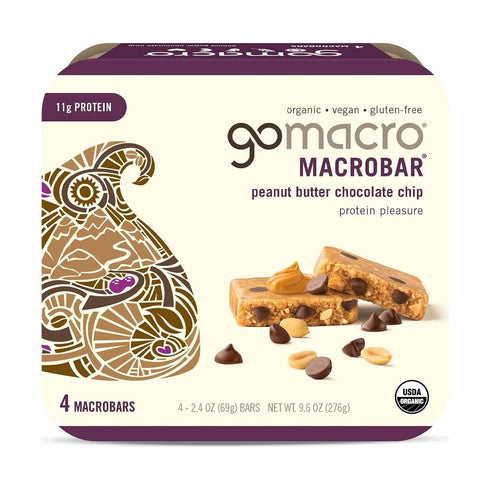 GOMACRO Organic Peanut Butter Chocolate Chip Bars 4 Count, 2.4 OZ
