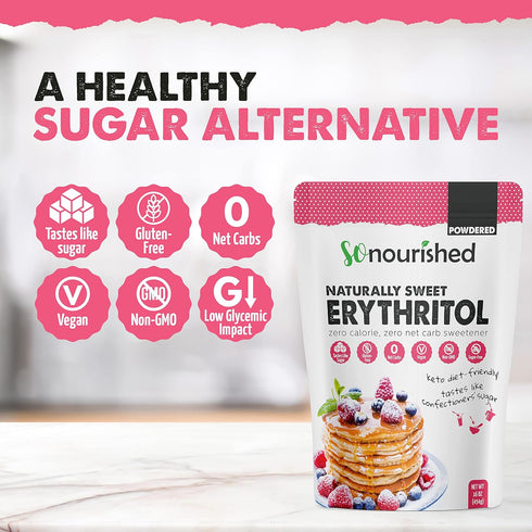 1:1 0 0 (2.5 lbs 40 oz) So Nourished Powdered Erythritol Sweetener - Sugar Substitute, Keto - Calorie, Net Carb