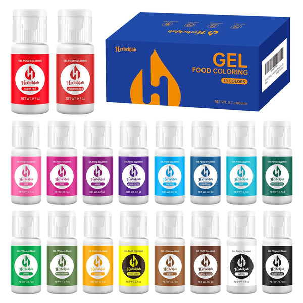 Gel Food Coloring Set 18 Vibrant Colors, 0.7 oz Each, Concentrated Gel