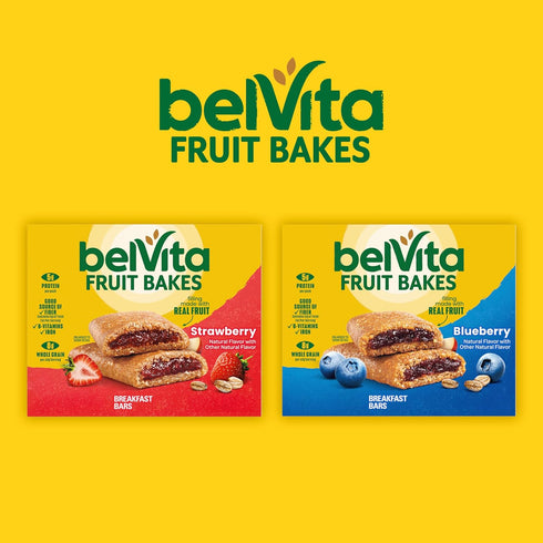 Pack, 15 Packs (2 Pack) belVita Fruit Bakes Variety Blueberry and Strawberry, Soft Baked Breakfast Bars, Fruit Bars Per