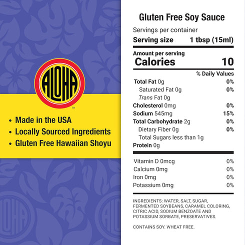 Aloha Shoyu Gluten Free Soy Sauce - Made in Hawaii - 12 oz Bottle